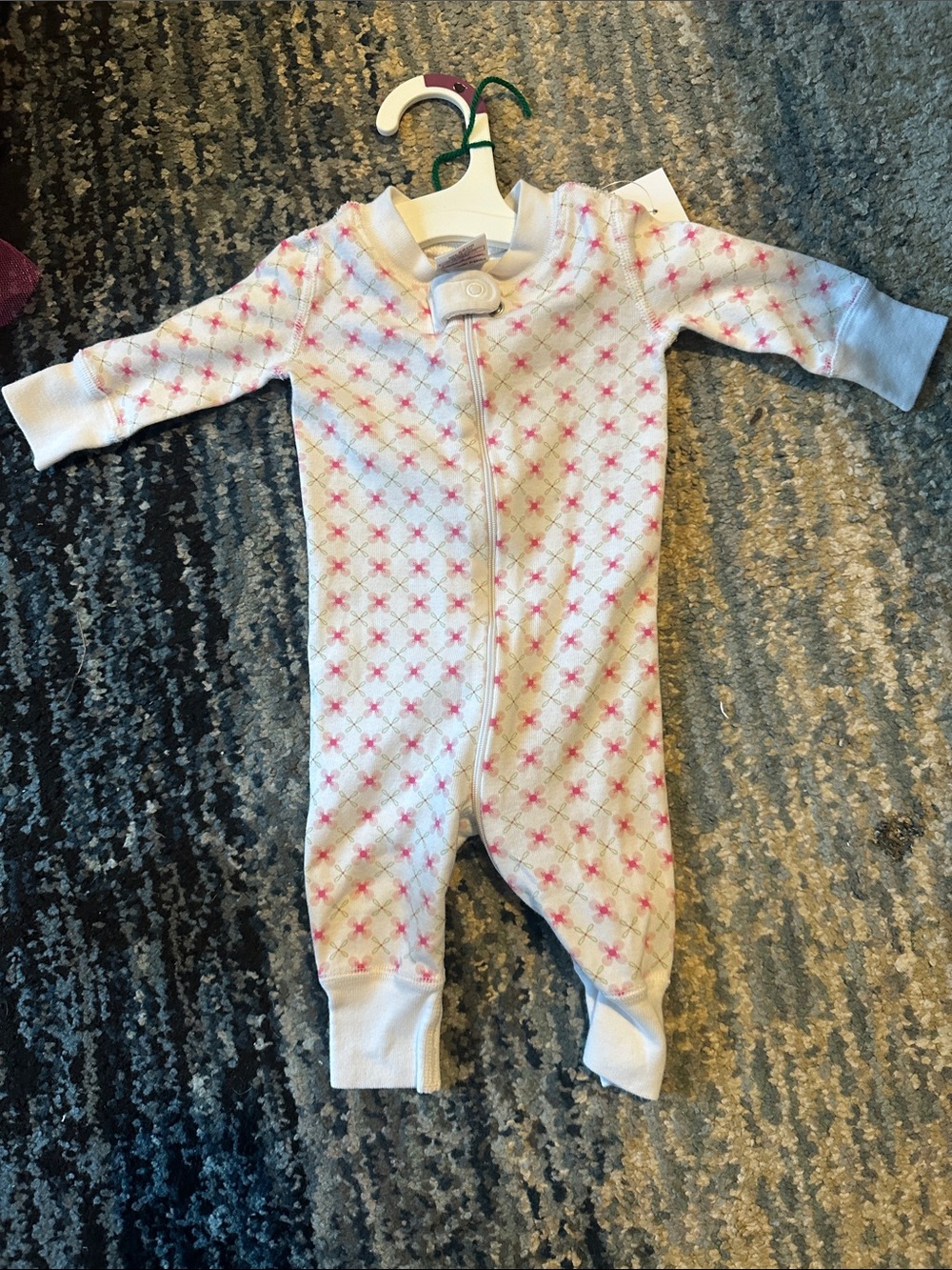 Hannah Anderson Pink flower -Patterned Baby One-Piece Footed Pajamas